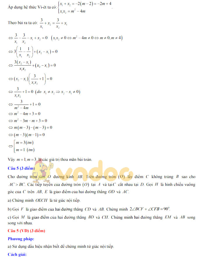 Đáp án đề thi vào lớp 10 môn Toán tỉnh Thừa Thiên Huế năm 2019
