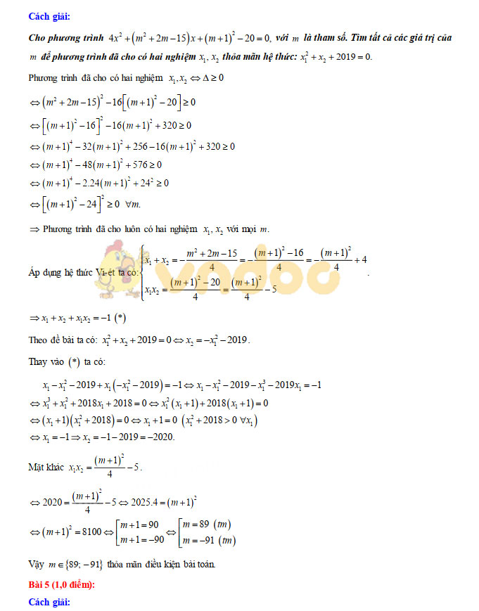 Đáp án đề thi vào lớp 10 môn Toán Đà Nẵng năm 2019