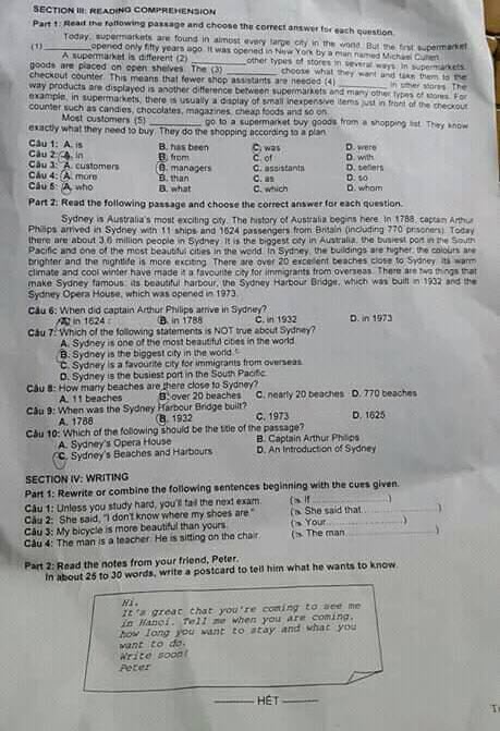 Đề thi vào lớp 10 môn Tiếng Anh