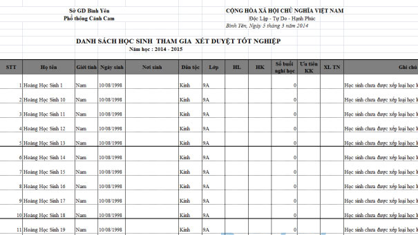 Danh sách tốt nghiệp THCS bằng SMAS