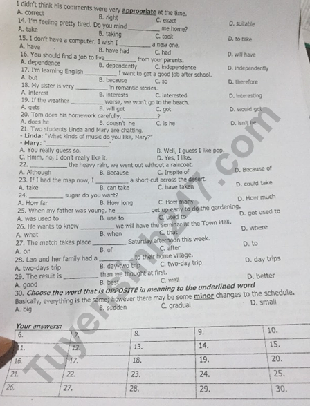 Đề thi vào lớp 10 môn Tiếng Anh