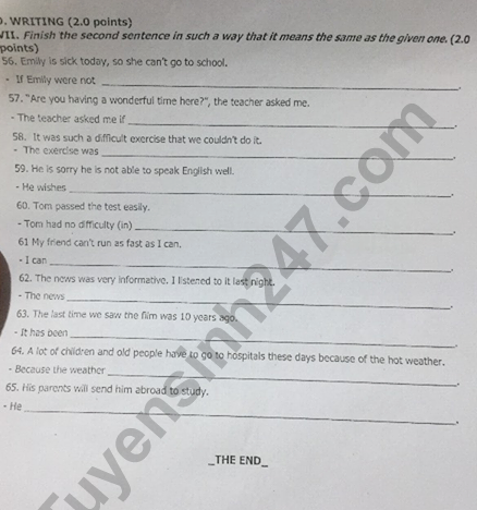 Đề thi vào lớp 10 môn Tiếng Anh