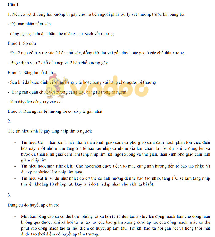 Đáp án đề thi vào lớp 10 môn Sinh học Hà Nội năm 2019