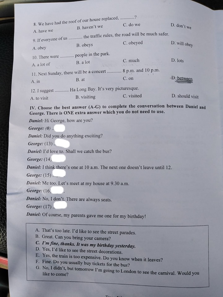 Đề thi vào lớp 10 môn Tiếng Anh