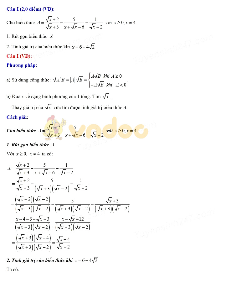 Đáp án đề thi vào lớp 10 môn Toán tỉnh Thanh Hóa năm 2019
