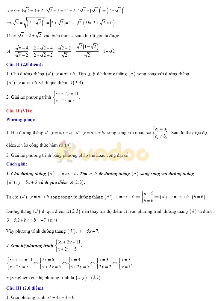 Đáp án đề thi vào lớp 10 môn Toán tỉnh Thanh Hóa năm 2019