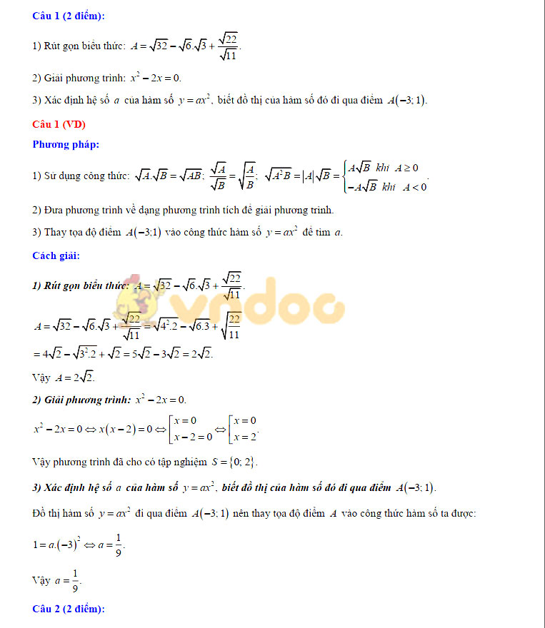 Đáp án đề thi vào lớp 10 môn Toán tỉnh Đắk Lắk năm 2019