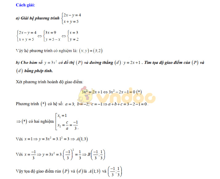 Đáp án đề thi vào lớp 10 môn Toán tỉnh Bạc Liêu năm 2019