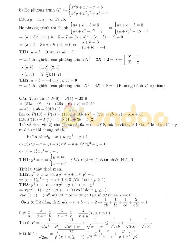 Đề thi vào lớp 10 môn Toán 2019 trường THPT Chuyên Phan Bội Châu - Nghệ An