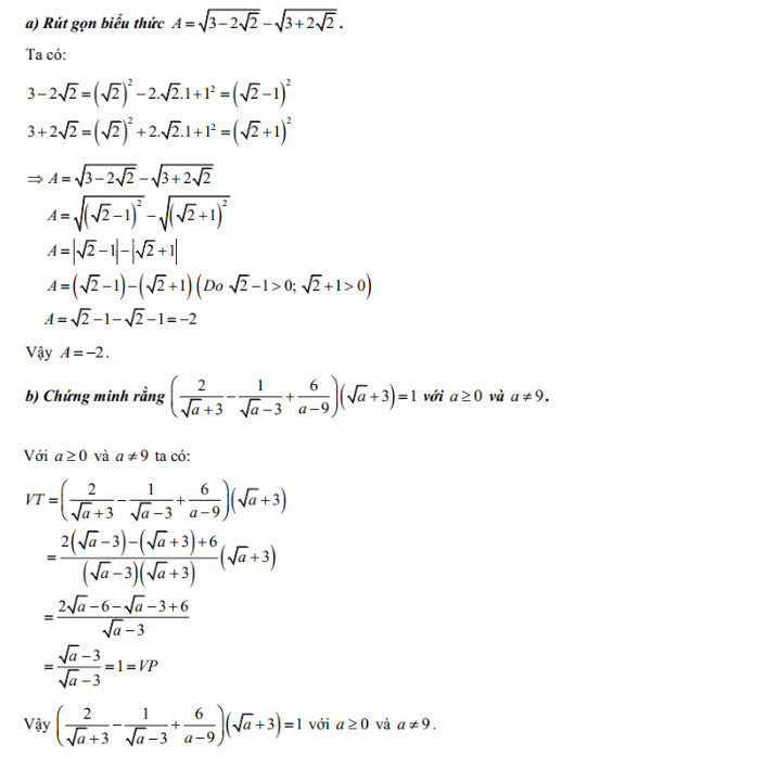 Đáp án đề thi vào lớp 10 môn Toán tỉnh Nam Định năm 2019