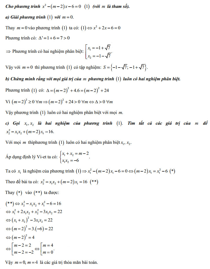 Đáp án đề thi vào lớp 10 môn Toán tỉnh Nam Định năm 2019