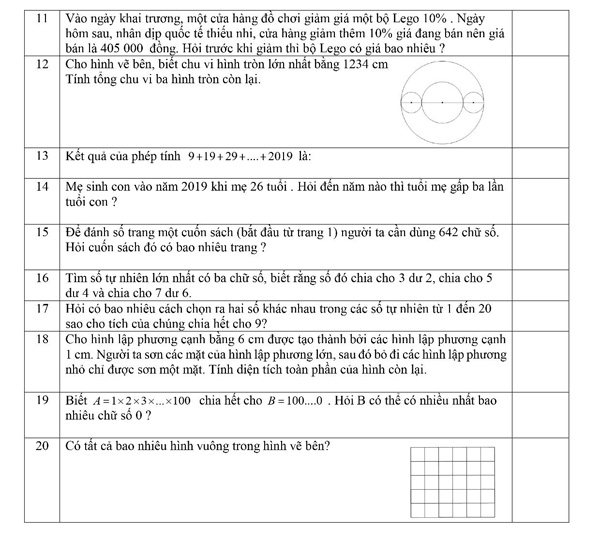 Đề thi vào lớp 6