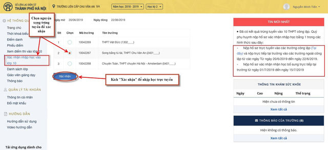 Hướng dẫn xác nhận nhập học và thay đổi nguyện vọng vào lớp 10 tại Hà Nội