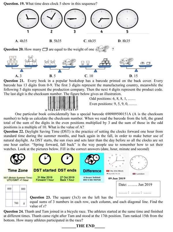 Đề thi vào lớp 6 THPT Trần Đại Nghĩa
