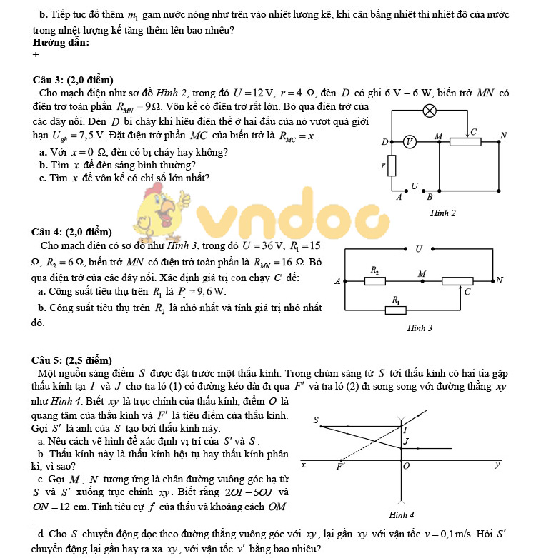 Đề thi vào lớp 10 môn Vật lý 2019 THPT Chuyên Lê Khiết - Quảng Ngãi