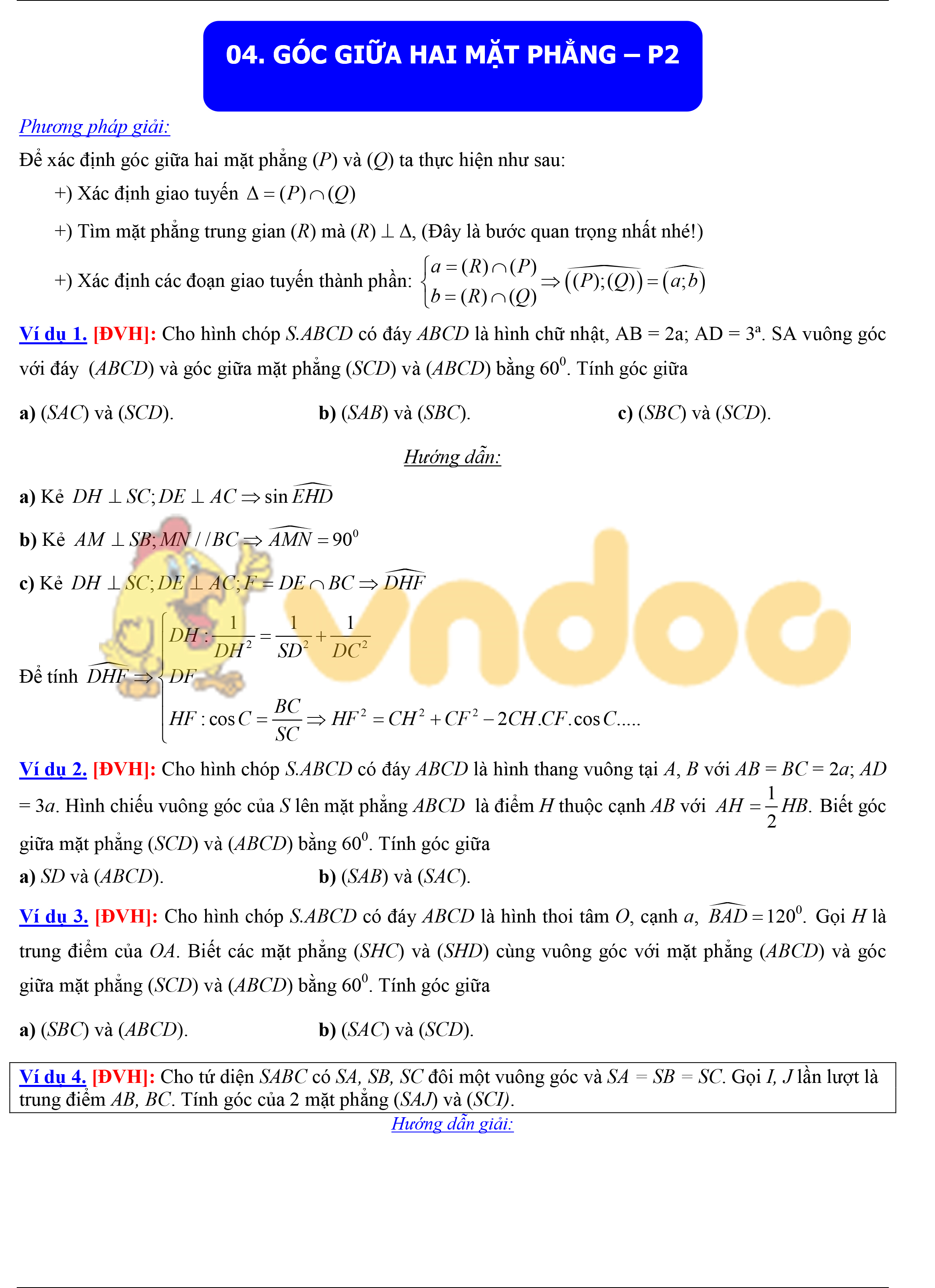 Góc giữa hai mặt phẳng phần 2