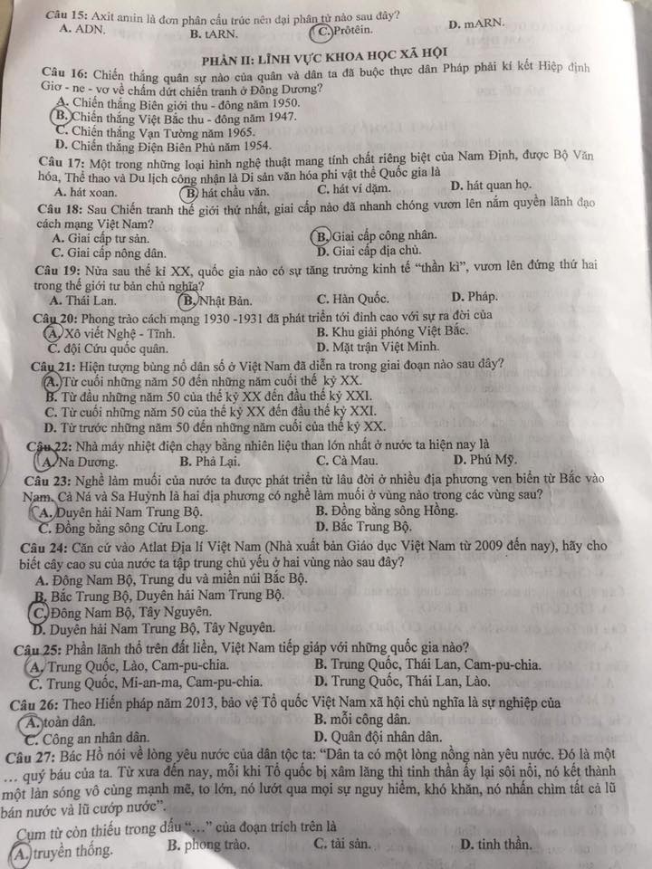 Đề thi vào lớp 10 môn Tổ hợp