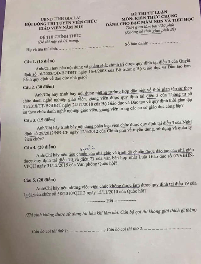 Đề thi viên chức 2019