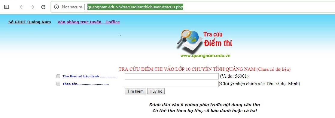 Tra cứu điểm thi tuyển sinh vào lớp 10 tỉnh Quảng Nam năm 2019