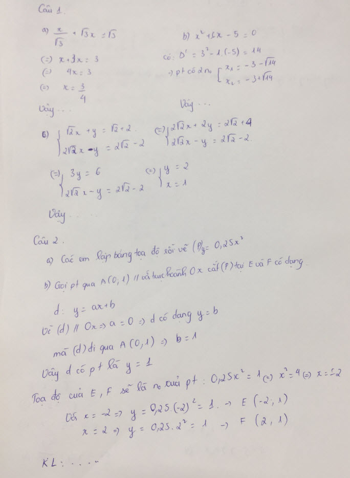 Đáp án đề thi vào lớp 10 môn Toán tỉnh An Giang năm 2019