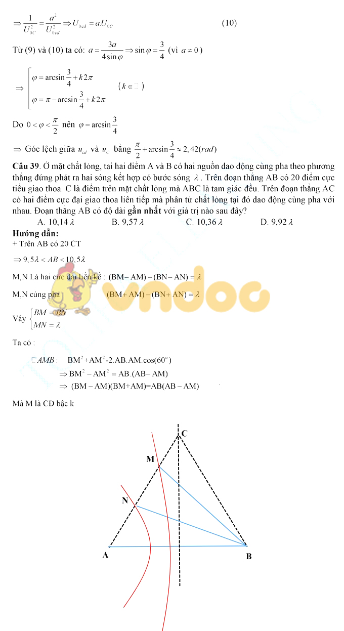 Lời giải chi tiết đề thi chính thức THPT Quốc gia năm 2019 môn Vật lý