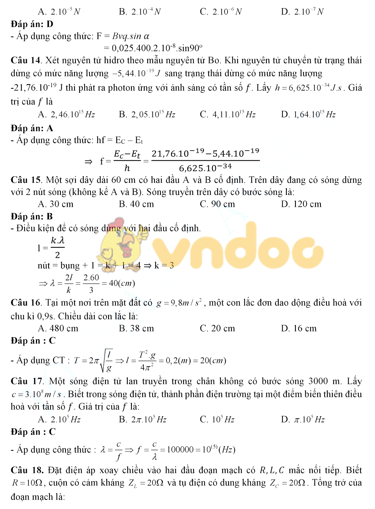 Lời giải chi tiết đề thi chính thức THPT Quốc gia năm 2019 môn Vật lý