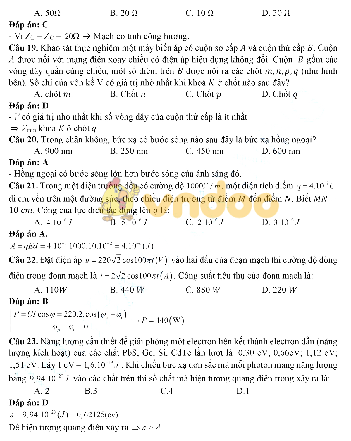 Lời giải chi tiết đề thi chính thức THPT Quốc gia năm 2019 môn Vật lý