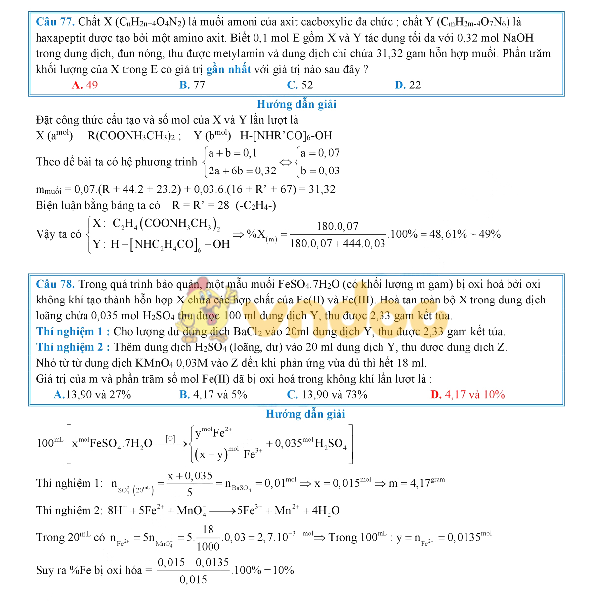 Lời giải chi tiết đề thi chính thức THPT Quốc gia năm 2019 môn Hóa học