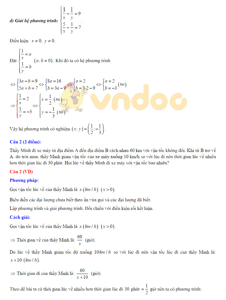 Đáp án đề thi vào lớp 10 môn Toán tỉnh Cao Bằng năm 2019