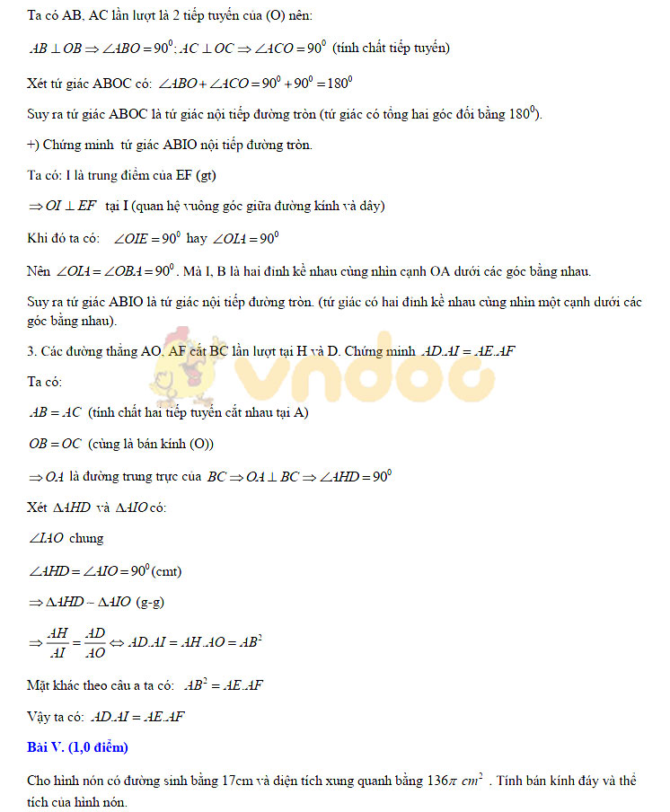 Đáp án đề thi vào lớp 10 môn Toán tỉnh Tiền Giang năm 2019