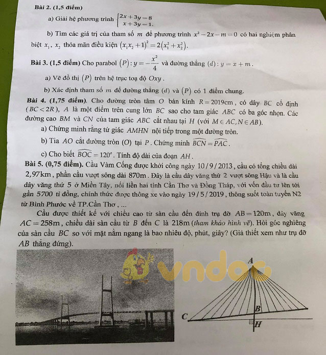 Đáp án đề thi vào lớp 10 môn Toán tỉnh Kiên Giang năm 2019