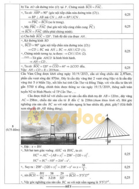 Đáp án đề thi vào lớp 10 môn Toán tỉnh Kiên Giang năm 2019