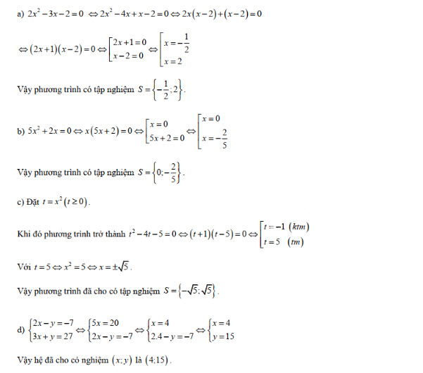 Đáp án đề thi vào lớp 10 môn Toán tỉnh Vĩnh Long năm 2019