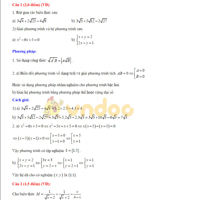 Đáp án đề thi vào lớp 10 môn Toán tỉnh Lai Châu năm 2019