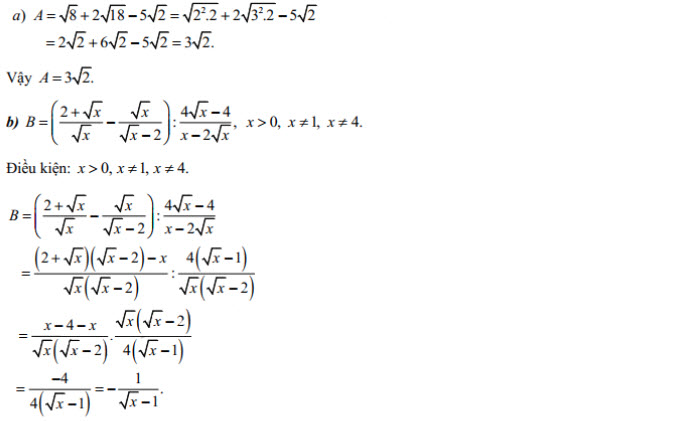 Đáp án đề thi vào lớp 10 môn Toán tỉnh Bắc Kạn năm 2019