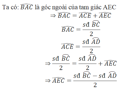 Giải bài tập SGK Toán lớp 9 bài 5: Góc có đỉnh ở bên trong đường tròn. Góc có ngoài ở bên trong đường tròn