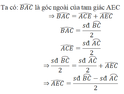 Giải bài tập SGK Toán lớp 9 bài 5: Góc có đỉnh ở bên trong đường tròn. Góc có ngoài ở bên trong đường tròn