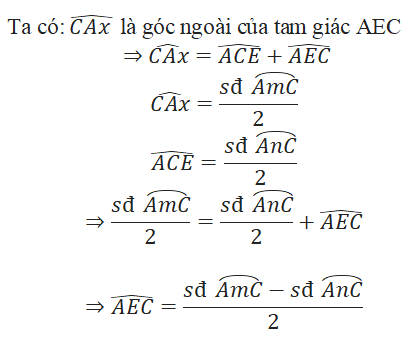 Giải bài tập SGK Toán lớp 9 bài 5: Góc có đỉnh ở bên trong đường tròn. Góc có ngoài ở bên trong đường tròn