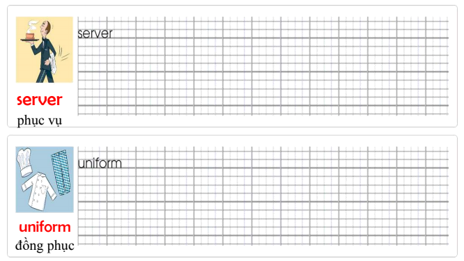 Tập viết Tiếng Anh lớp 5 Unit 3 The food here is great