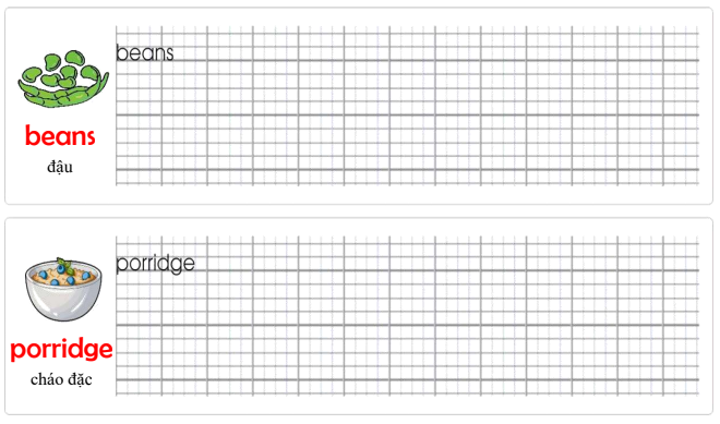 Tập viết Tiếng Anh lớp 5 Unit 3 The food here is great