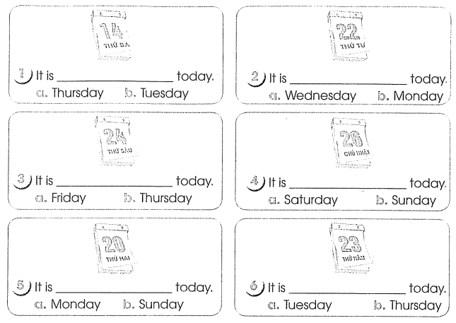 Bài tập cuối tuần môn Tiếng Anh lớp 4 Tuần 4