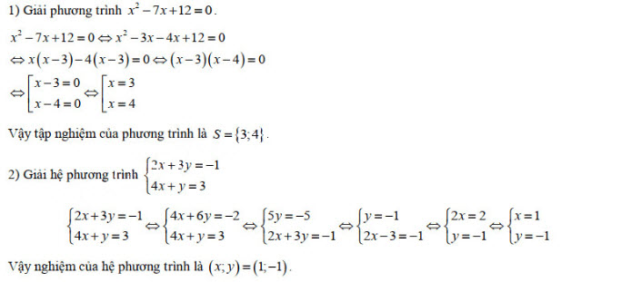 Đáp án đề thi vào lớp 10 môn Toán các trường PTDTNT Hòa Bình năm 2019