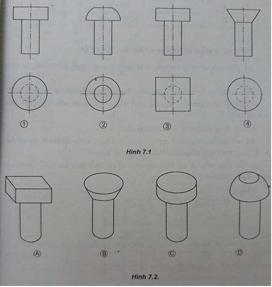 Giải SBT Công nghệ lớp 8 bài 7: Bài tập thực hành: Đọc bản vẽ các khối tròn xoay