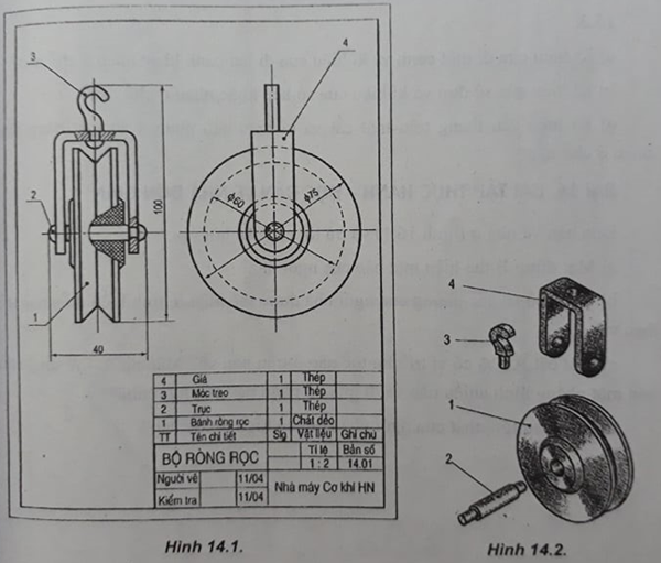 Giải SBT Công nghệ lớp 8 bài 14: Bài tập thực hành: Đọc bản vẽ lắp đơn giản