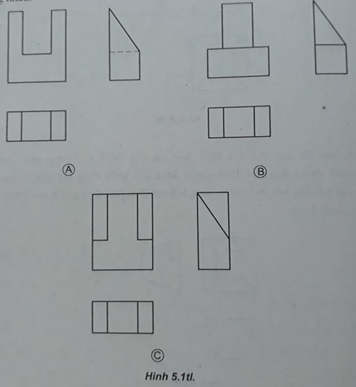 Giải SBT Công nghệ lớp 8 bài 5: Bài tập thực hành: Đọc bản vẽ các khối đa diện
