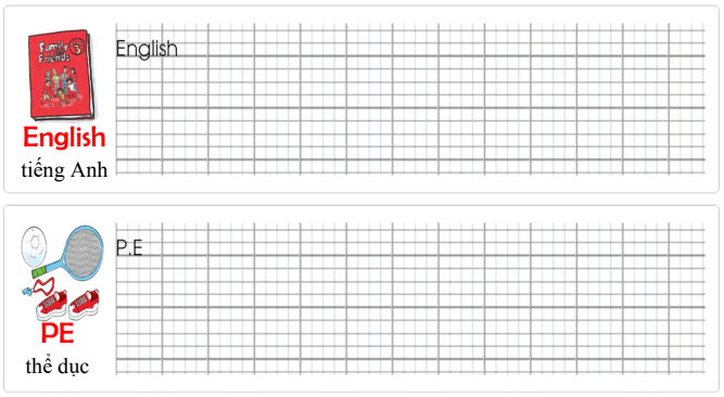 Tập viết Tiếng Anh lớp 3 Unit 4 We have English