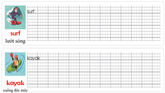 Tập viết Tiếng Anh lớp 4 Unit 4 We're having fun at the beach