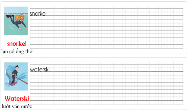 Tập viết Tiếng Anh lớp 4 Unit 4 We're having fun at the beach