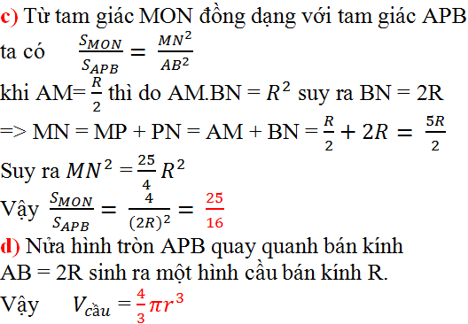 Giải bài tập SGK Toán lớp 9 bài 3: Hình cầu. Diện tích mặt cầu và thể tích hình cầu
