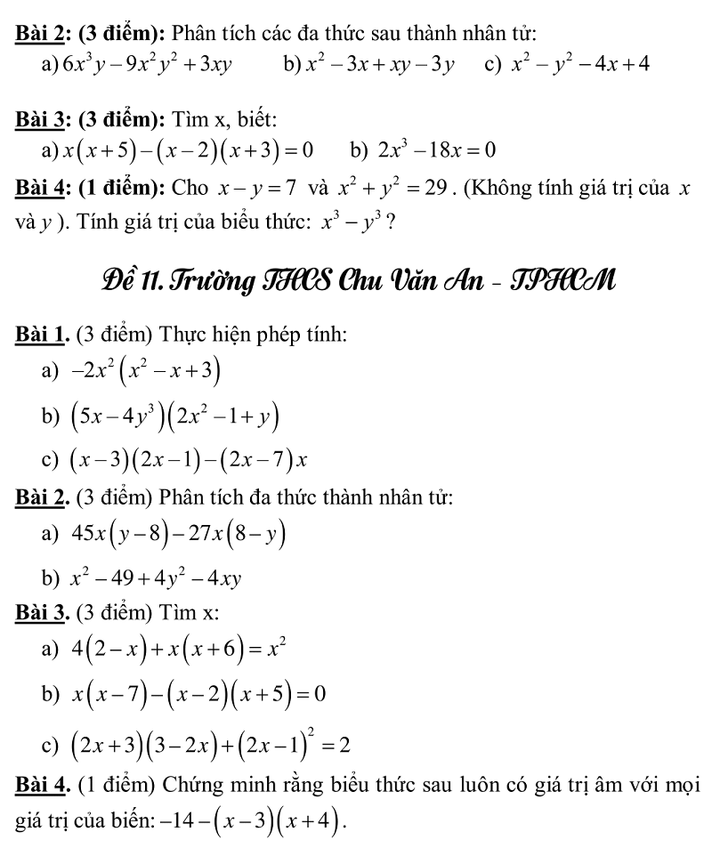 Bộ đề ôn thi học kì 1 lớp 8 môn Toán